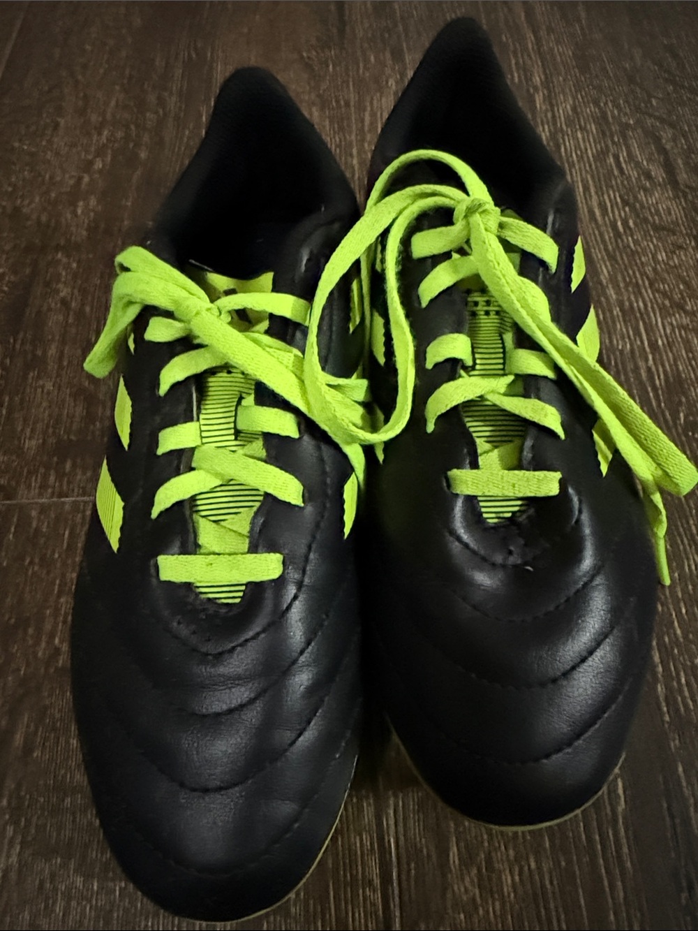 adidas Kids Black and Neon Green Lace-Up Sneakers